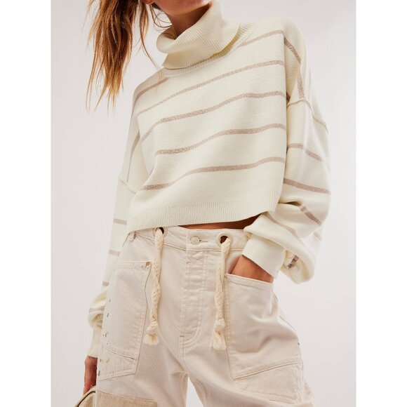 FREE PEOPLE Paulie Sweater / Moonbeam Combo - Picture 2 of 7